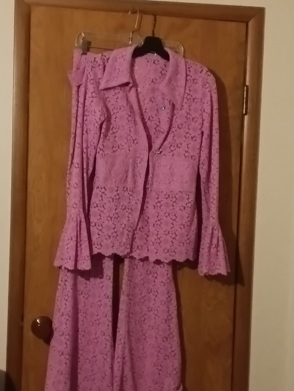 Pink Lace Button-Front Blazer with Decorative Buttons
